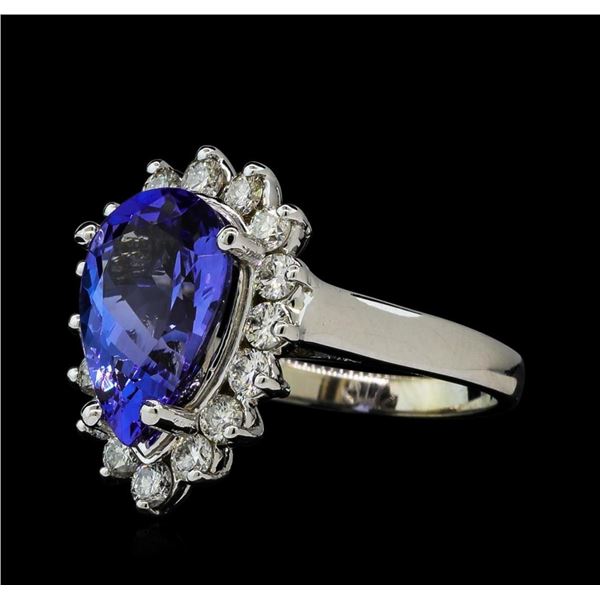 4.81 ctw Tanzanite and Diamond Ring - 14KT White Gold