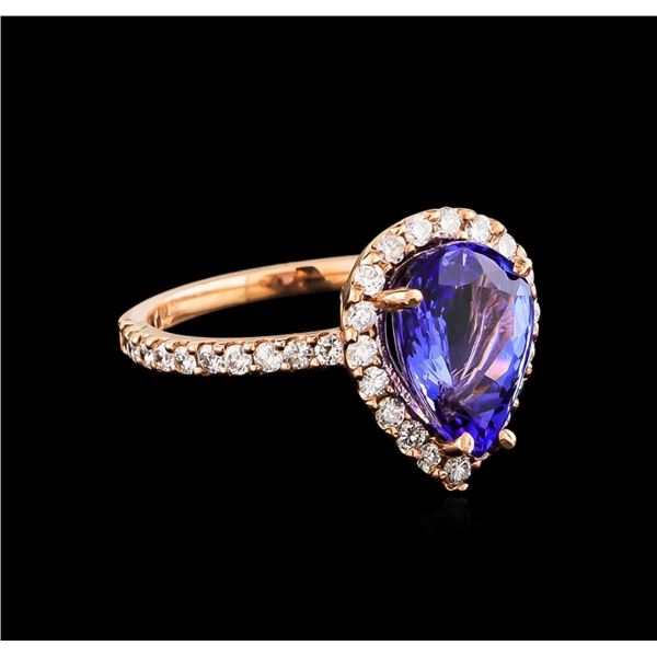 14KT Rose Gold 2.77 ctw Tanzanite and Diamond Ring