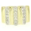 Image 4 : Italian 14K Solid Yellow Gold .35 ctw G VS Diamond Vertical Grooved Wide Band Ri