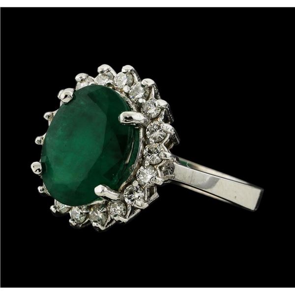 3.75 ctw Emerald and Diamond Ring - 14KT White Gold