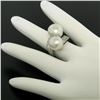 Image 3 : GIA Certified Solid Platinum Pearl & Diamond Bypass Cocktail Ring