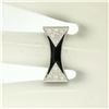 Image 5 : 14K White Gold 0.30 ctw Diamond & Black Enamel Stone Finished Squared Band Ring