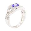 Image 4 : 1.22 ctw Oval Mixed Tanzanite And Round Brilliant Cut Diamond Ring - 14KT White