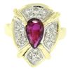 Image 1 : Vintage 18kt White and Yellow Gold 2.98 ctw Ruby and Diamond Cocktail Ring