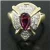 Image 2 : Vintage 18kt White and Yellow Gold 2.98 ctw Ruby and Diamond Cocktail Ring