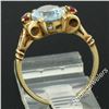 Image 7 : Retro 14kt Yellow Gold 2.18 ctw Aquamarine Solitaire and Synthetic Ruby Ring