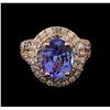 Image 2 : 4.30 ctw Tanzanite and Diamond Ring - 14KT Rose Gold