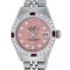 Image 1 : Rolex Ladies Stainless Steel Salmon Stamp Diamond & Ruby Datejust Wristwatch