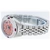 Image 9 : Rolex Ladies Stainless Steel Salmon Stamp Diamond & Ruby Datejust Wristwatch