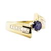 Image 1 : 1.31 ctw Blue Sapphire and Diamond Ring - 14KT Yellow Gold