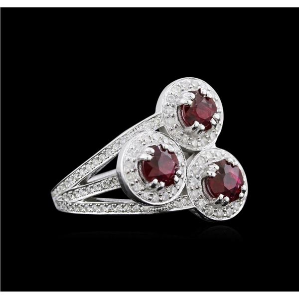 2.64 ctw Ruby and Diamond Ring - 14KT White Gold