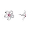 Image 2 : 1.67 ctw Round Mixed Pink Sapphires And Round Brilliant Cut Diamond Earrings - 1