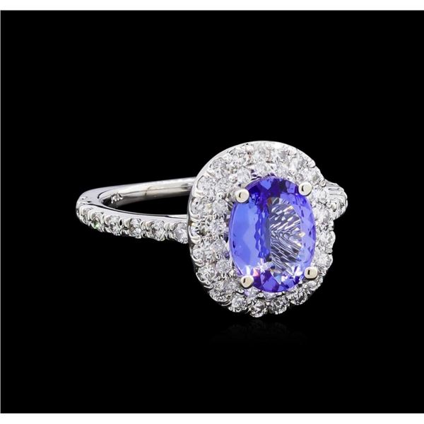 1.78 ctw Tanzanite and Diamond Ring - 14KT White Gold