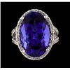 Image 2 : 12.38 ctw Tanzanite and Diamond Ring - 14KT White Gold