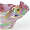 Image 2 : Glass Eye Studios, "Mini Wave Bowl (Red Rainbow Twist)" Hand Blown Glass Sculptu