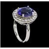 Image 4 : 4.18 ctw Tanzanite and Diamond Ring - 14KT White Gold