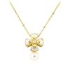 Image 2 : 0.03 ctw Diamond and Pearl Cross Pendant with Chain - 14KT and 18KT Yellow Gold