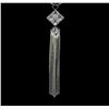 Image 1 : Crystal Square Pendant Tassel Necklace - Rhodium Plated