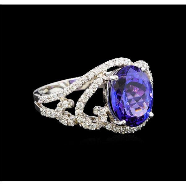 14KT White Gold 4.55 ctw Tanzanite and Diamond Ring