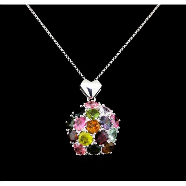 12.00 ctw Tourmaline Pendant with Chain - 14KT White Gold