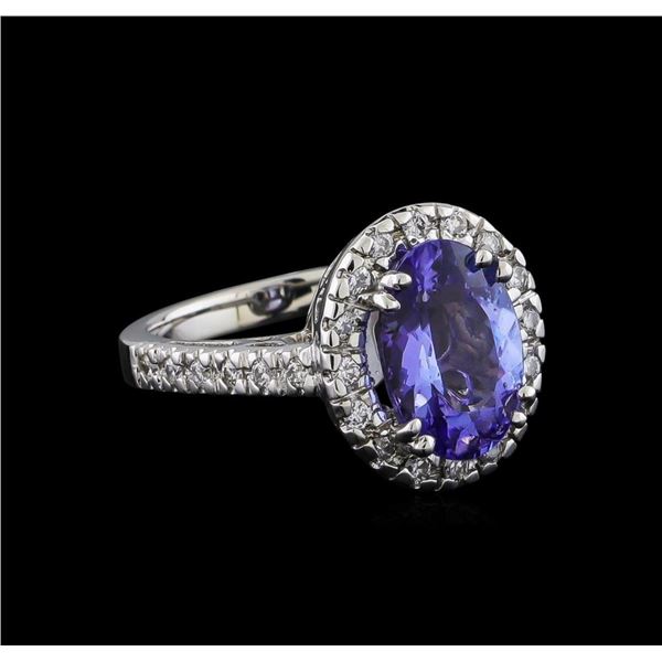 4.18 ctw Tanzanite and Diamond Ring - 14KT White Gold