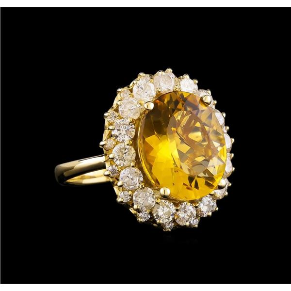 14KT Yellow Gold 6.17 ctw Citrine and Diamond Ring