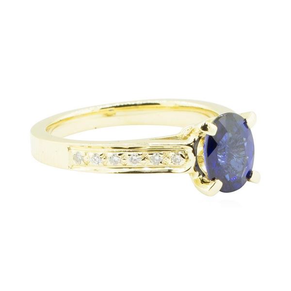 1.74 ctw Blue Sapphire and Diamond Ring - 14KT Yellow Gold