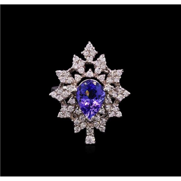 2.00 ctw Tanzanite and Diamond Ring - 14KT White Gold