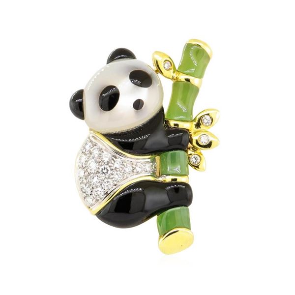 0.30 ctw Diamond Panda Pin - 14KT Yellow Gold