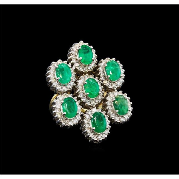 14KT Yellow Gold 4.90 ctw Emerald and Diamond Ring