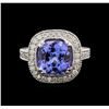 Image 2 : 4.26 ctw Tanzanite and Diamond Ring - 14KT White Gold