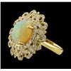 Image 1 : 2.85 ctw Opal and Diamond Ring - 14KT Yellow Gold