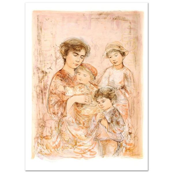 "Lotte and Her Children" Limited Edition Lithograph (27" x 37.5") by Edna Hibel