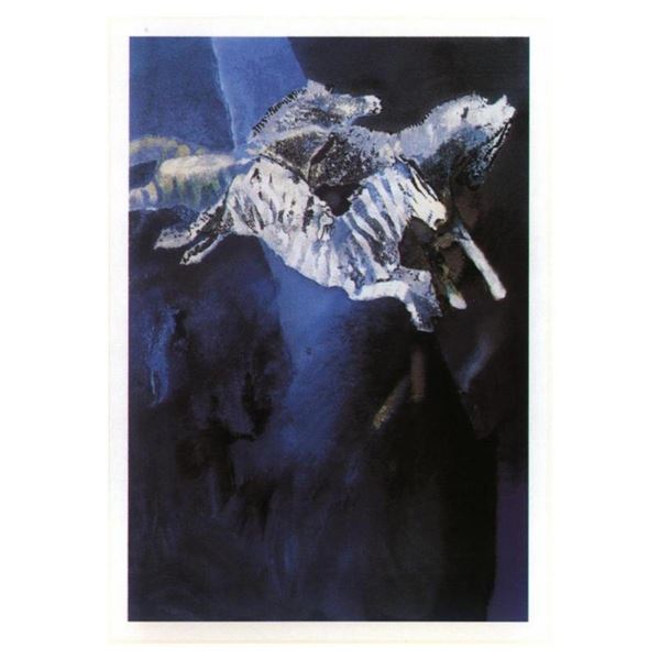 Edwin Salomon, "Zebras in Blue" Hand Signed Limited Edition Serigraph with Lette