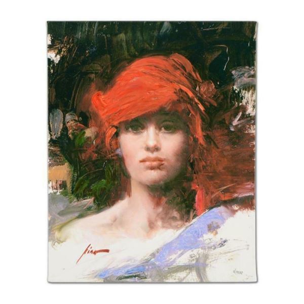 Pino (1939-2010), "Red Turban" Artist Embellished Limited Edition on Canvas, AP