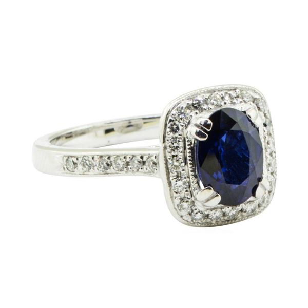 1.68 ctw Oval Brilliant Blue Sapphire And Diamond Ring - 14KT White Gold