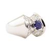 Image 1 : 1.91 ctw Blue Sapphire And Diamond Ring - 14KT White Gold