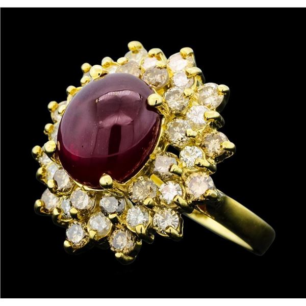 6.43 ctw Ruby And Diamond Ring - 14KT Yellow Gold