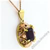 Image 4 : Vintage Handmade 14kt Rose and Green Gold 3.50 ctw Garnet Floral Pendant Necklac