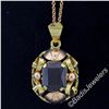 Image 7 : Vintage Handmade 14kt Rose and Green Gold 3.50 ctw Garnet Floral Pendant Necklac