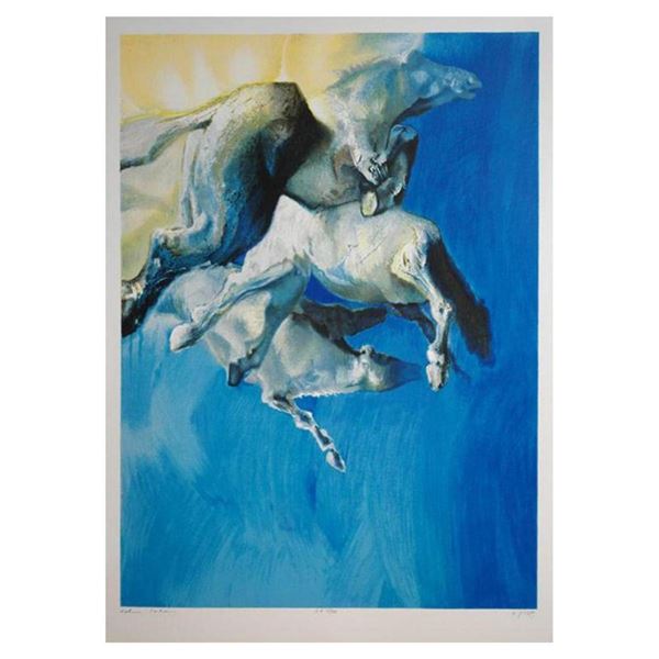 Edwin Salomon, "Wild Horses in Blue" Hand Signed Limited Edition Serigraph with