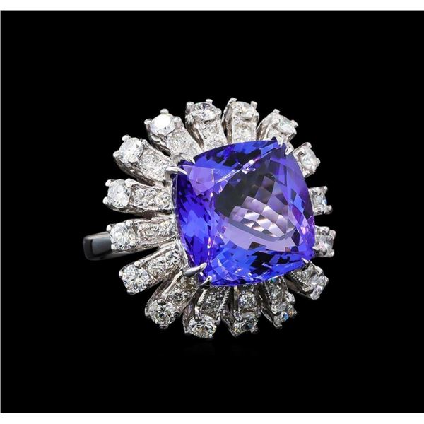 GIA Cert 11.86 ctw Tanzanite and Diamond Ring - 14KT White Gold