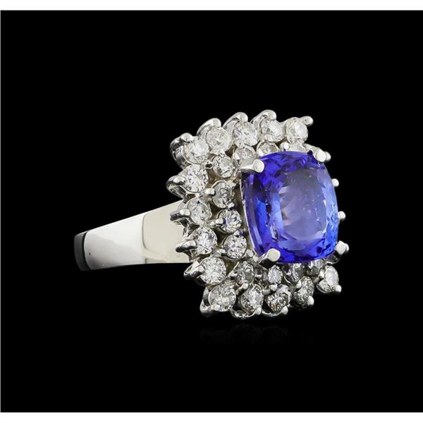 14KT White Gold 4.33 ctw Tanzanite and Diamond Ring