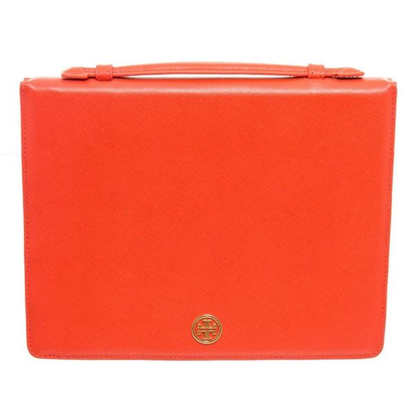 Tory Burch Orange Leather Robinson Flip Tablet Case