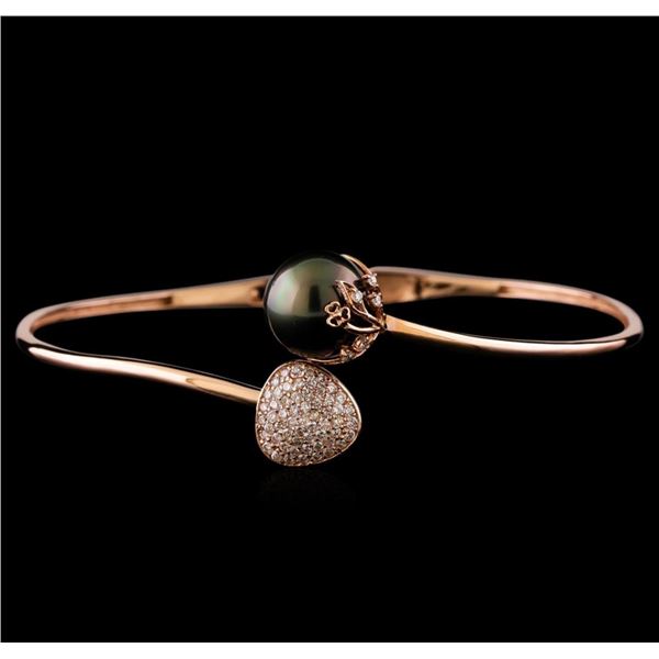 0.51 ctw Diamond and Pearl Bracelet - 14KT Rose Gold