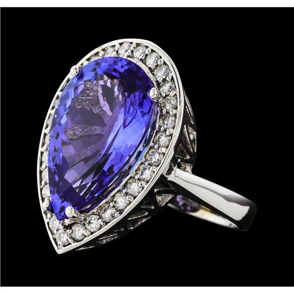 GIA Cert 11.93 ctw Tanzanite and Diamond Ring - 14KT White Gold