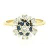 Image 1 : 14k Yellow & White Gold 0.65 ctw Diamond Sapphire 3 Tiered Starburst Cluster Rin