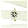 Image 7 : 14k Yellow & White Gold 0.65 ctw Diamond Sapphire 3 Tiered Starburst Cluster Rin