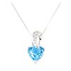 Image 2 : 3.10 ctw Blue Topaz and Diamond Heart Shaped Pendant with Chain - 14KT White Gol