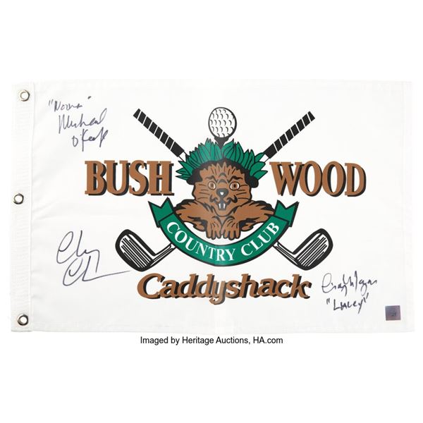 Caddyshack Cast Signed Golf Pin Flag. A replication of a pin flag for the Bushwo